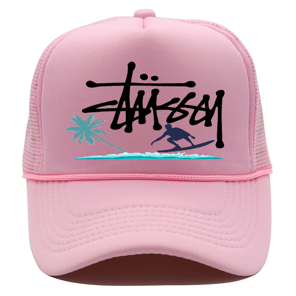 Stussy Hat Printed Truck Mesh Cap Outdoor Surfing Casual Sun Hat