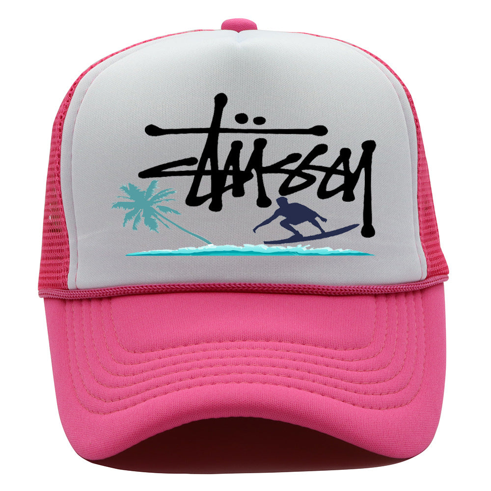 Stussy Hat Printed Truck Mesh Cap Outdoor Surfing Casual Sun Hat